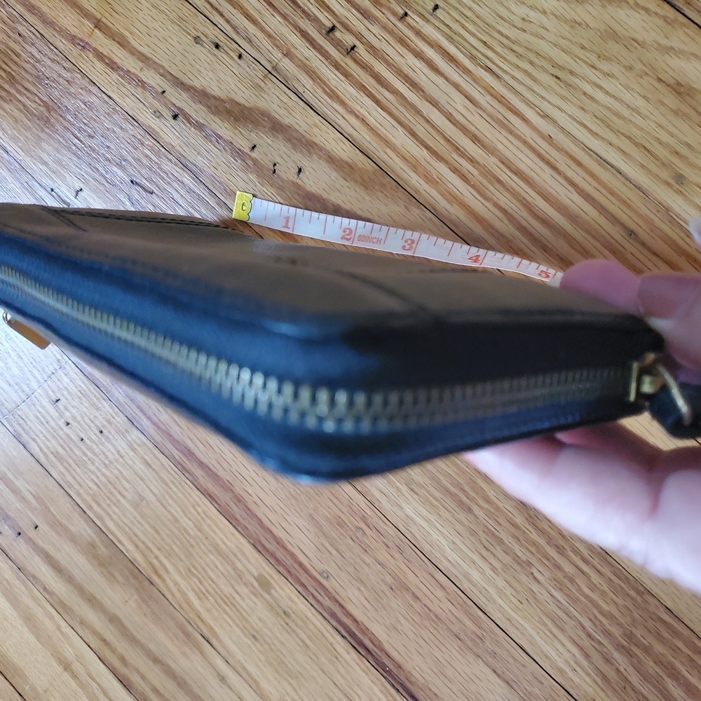 Fossil  Jori Zip Around Midnight Navy Looks Black Leather Wallet Clutch Travel - Picture 12 of 15